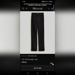 Madewell 90s straight size 28